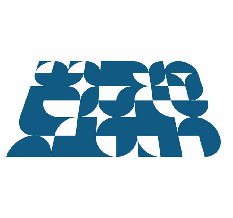 Geometric rug in blue circle pattern - TenStickers