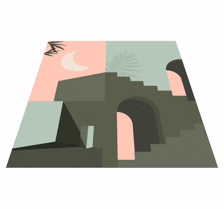 Geometric rug in pink and turquoise shapes - TenStickers