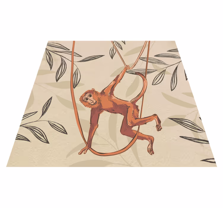 Kids carpet baby monkey swinging on a plant 3 - TenStickers