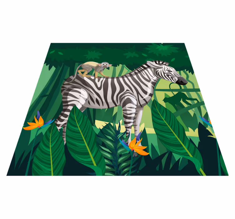 Kids carpet giraffe zebra and monkey together 4 - TenStickers