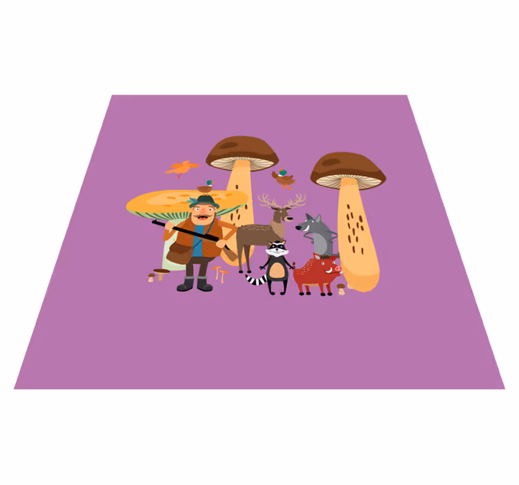 Kids carpet birds in mushroom forest - TenStickers