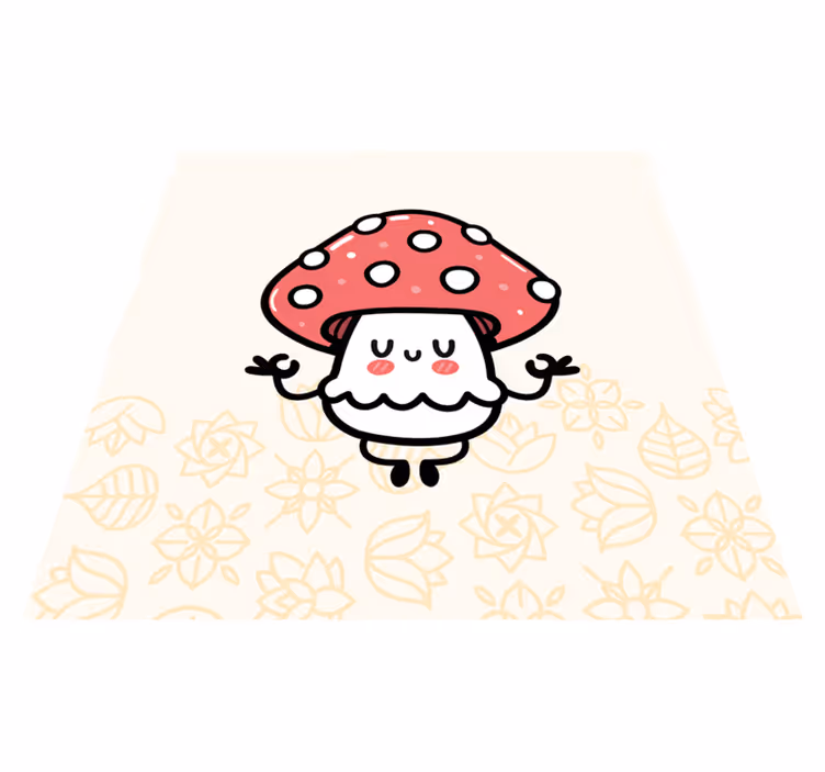 Kids carpet cute funny happy mushroom - TenStickers