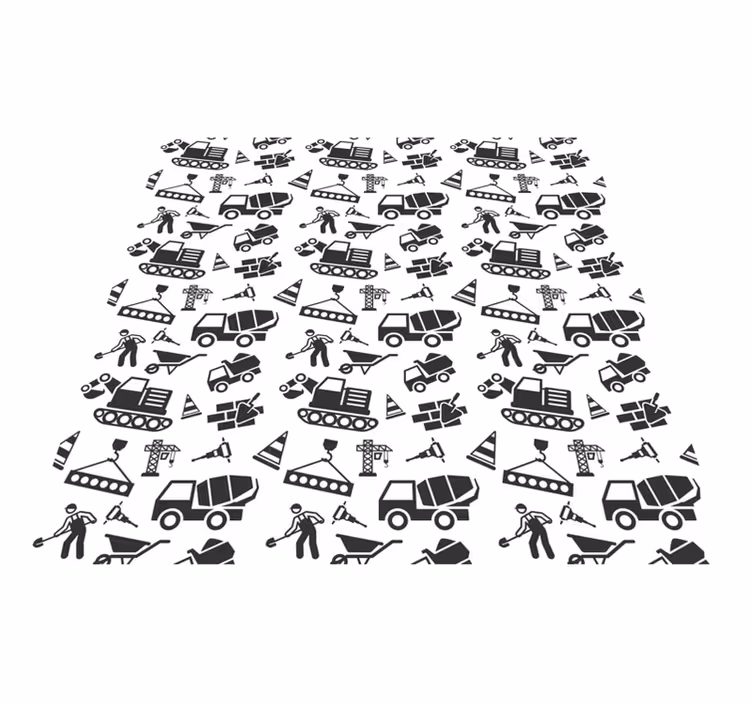 Kids carpet monocolor excavators and trucks - TenStickers