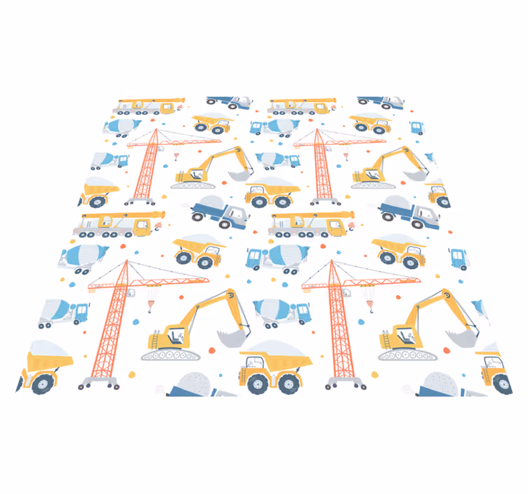 Kids carpet pastel color construction vehicles - TenStickers