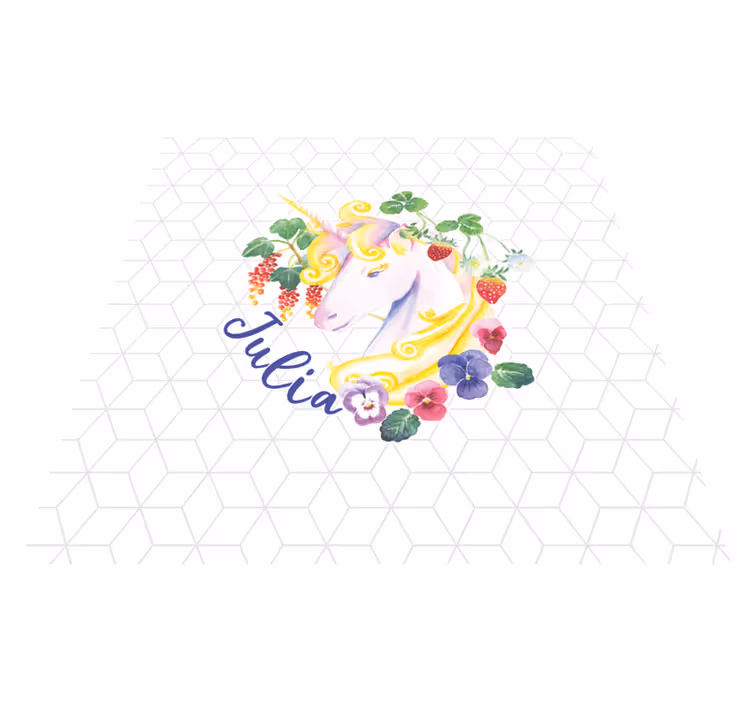 Kids carpet unicorn head on hexagonal tiles - TenStickers