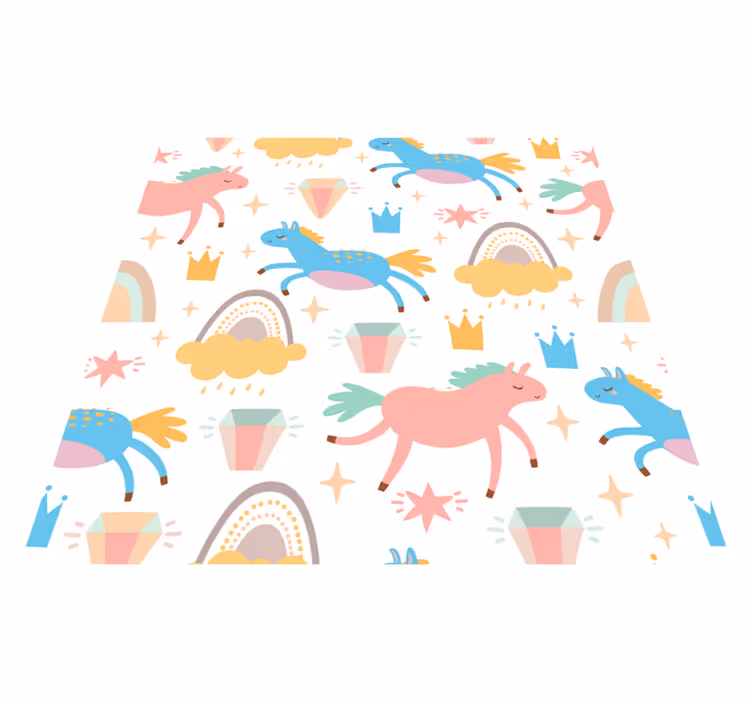 Kids carpet with cute unicorns and rainbows pattern - TenStickers
