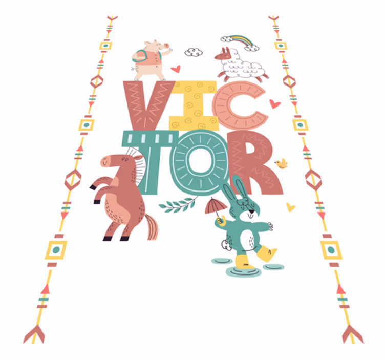 Kids carpet farm animal design with custom name - TenStickers