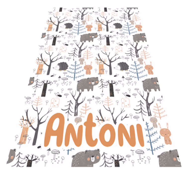 Kids carpet scandinavian forest with animals - TenStickers