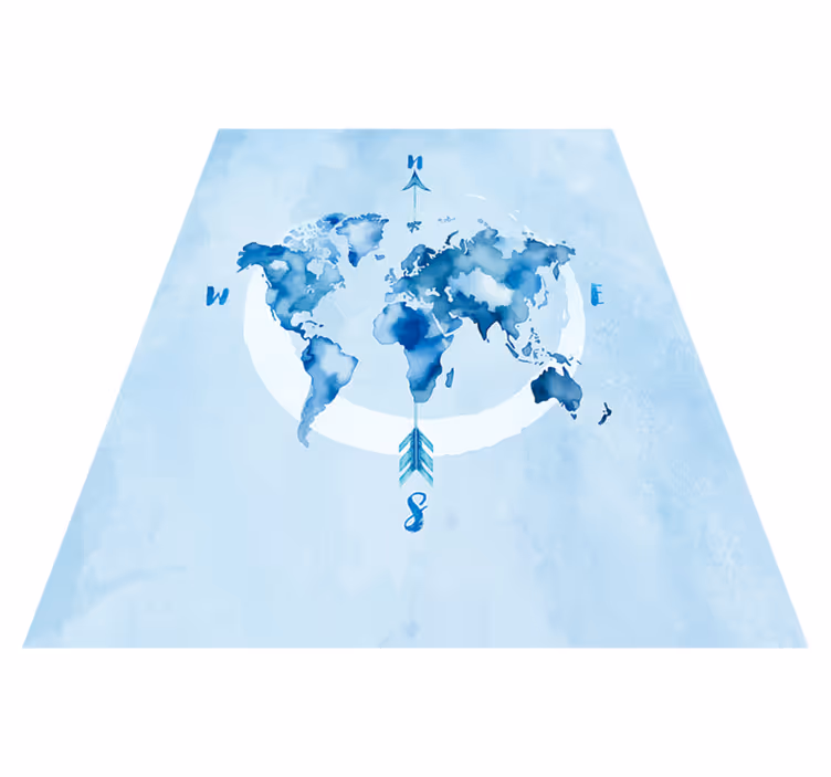 Map rug watercolor blue world map - TenStickers