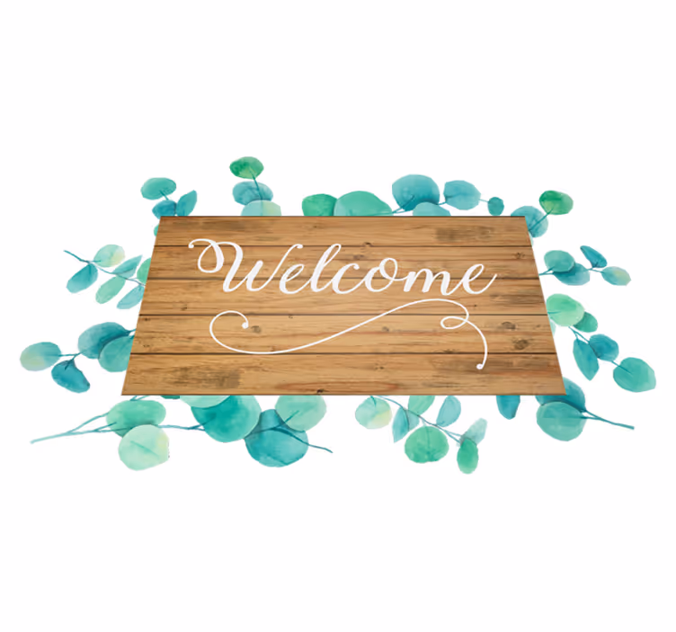 Eucalyptus text welcome entrance hall rug - TenStickers