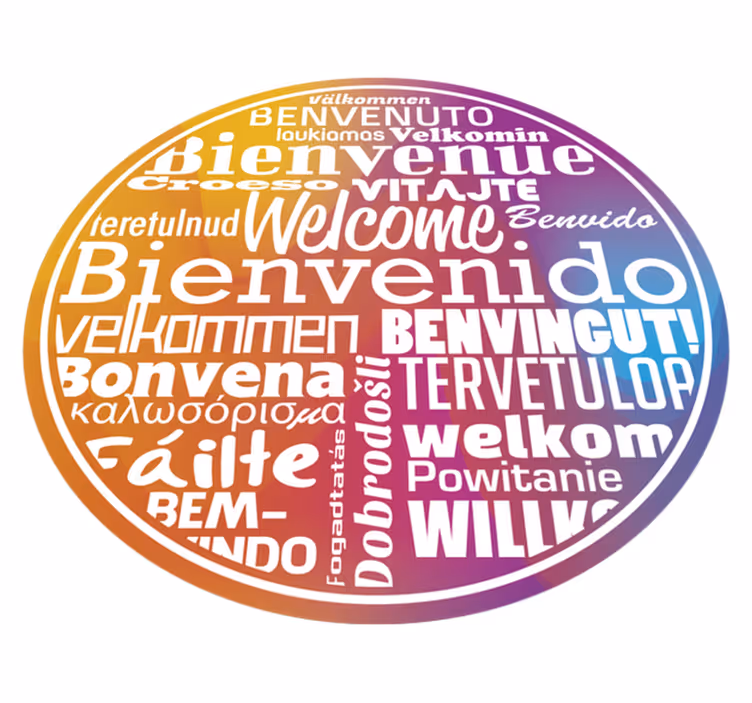 Entrance hall rug welcome in multiple languages - TenStickers