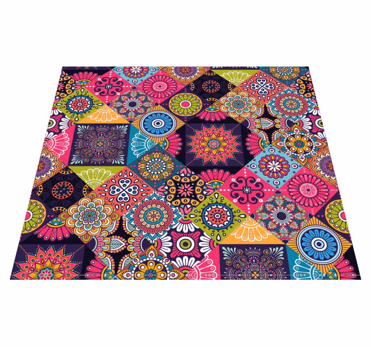 Living room rug dark mandala tiles - TenStickers