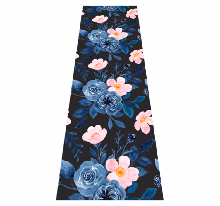 Living room rug in blue and pink on black background - TenStickers