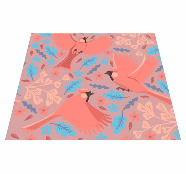 Living room rug with blush background and birds - TenStickers