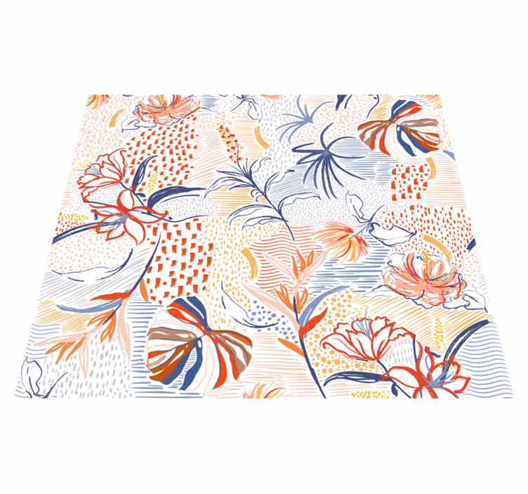 Living room rug with ornamental floral design - TenStickers