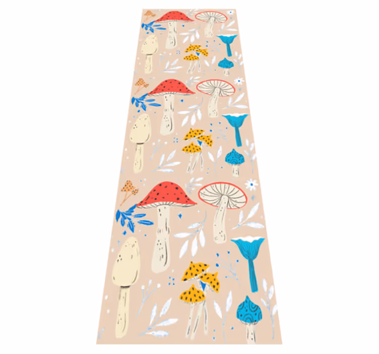 Living room rug with classic mushrooms beige background - TenStickers