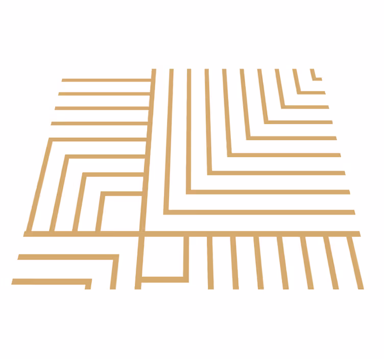 Living room rug in white and gold geometric design - TenStickers