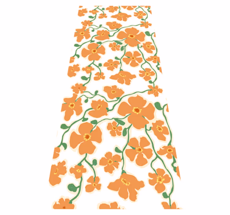 Living room rug with green orange daisy flowers - TenStickers