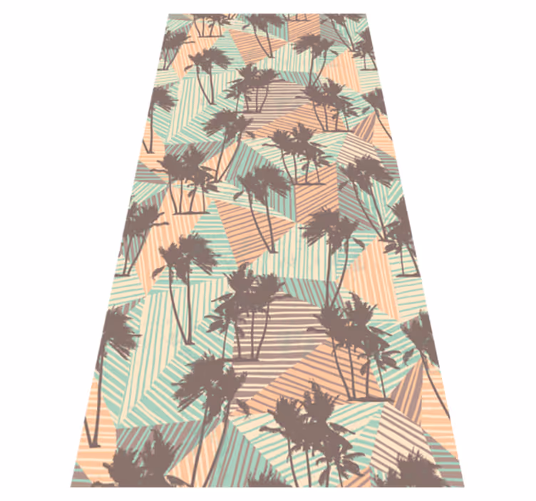 Living room rug with tropical palms and triangles - TenStickers