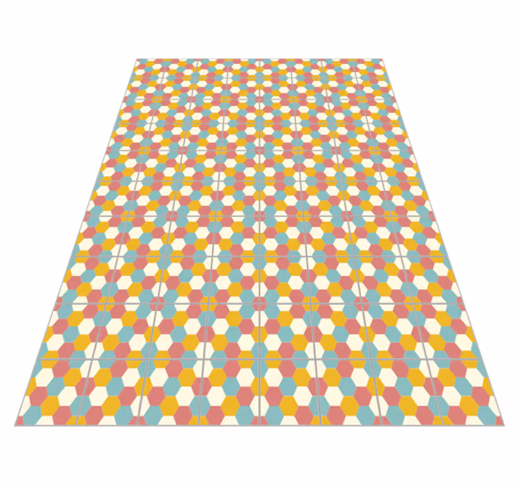 colorful hexagons geometric vinyl rug - TenStickers