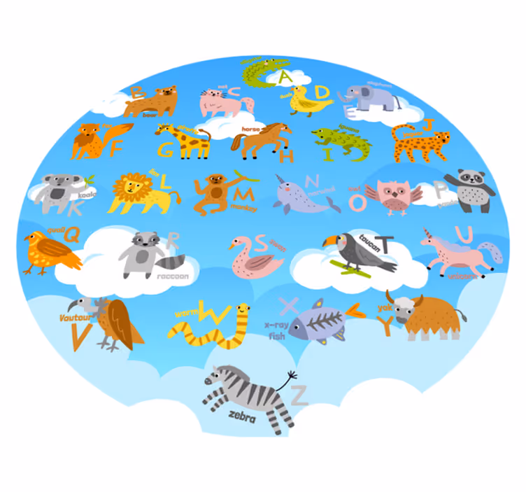 Round english vinyl alphabet rug - TenStickers