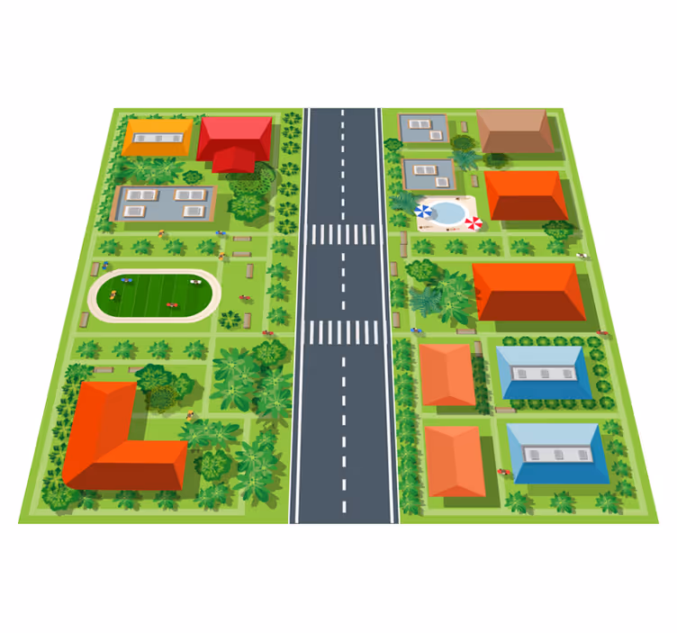 Playful Townscape kids carpet - TenStickers