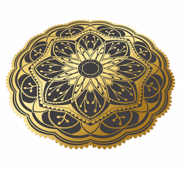 Mandala rug with golden mandala design - TenStickers