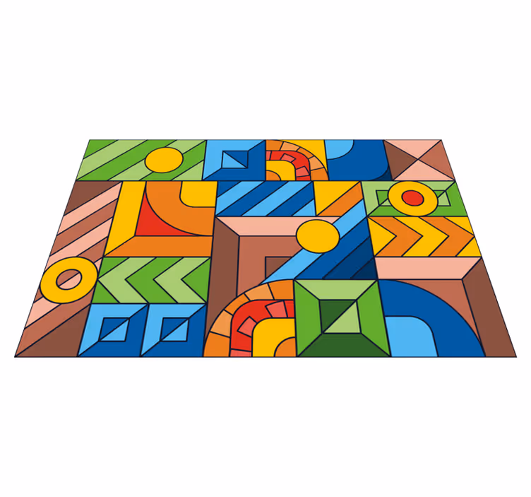 Geometric rug in geometric color blocks - TenStickers