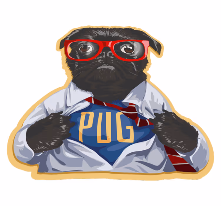 Stylish Pug Illustration animal mat - TenStickers