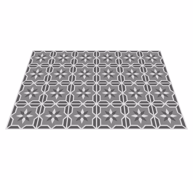 Geometric tile pattern grey kitchen vinyl rug - TenStickers
