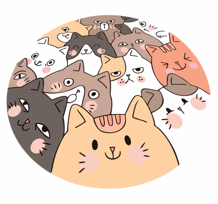 Cartoon Cat Faces animal mat - TenStickers