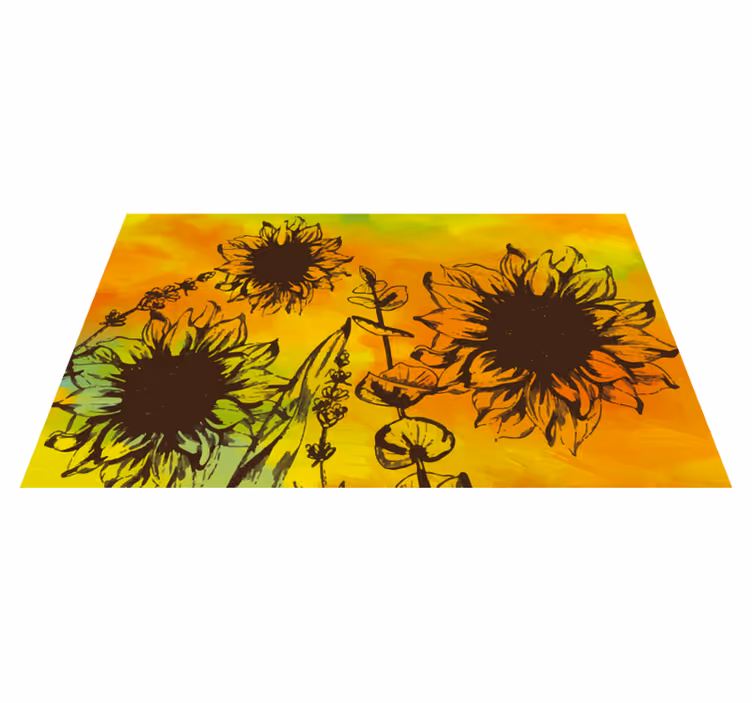 Sunflower Sketch floral rug - TenStickers