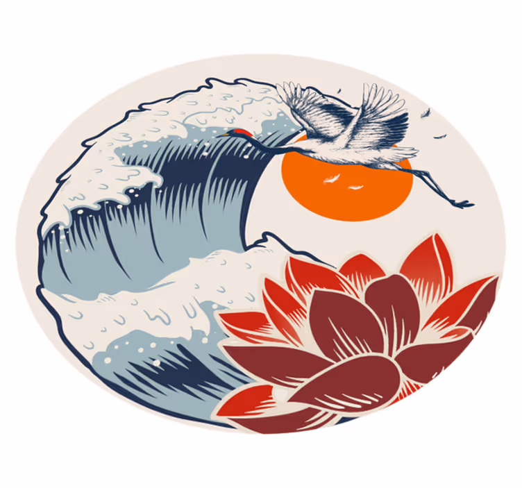 Crane Ocean Sunset animal mat - TenStickers