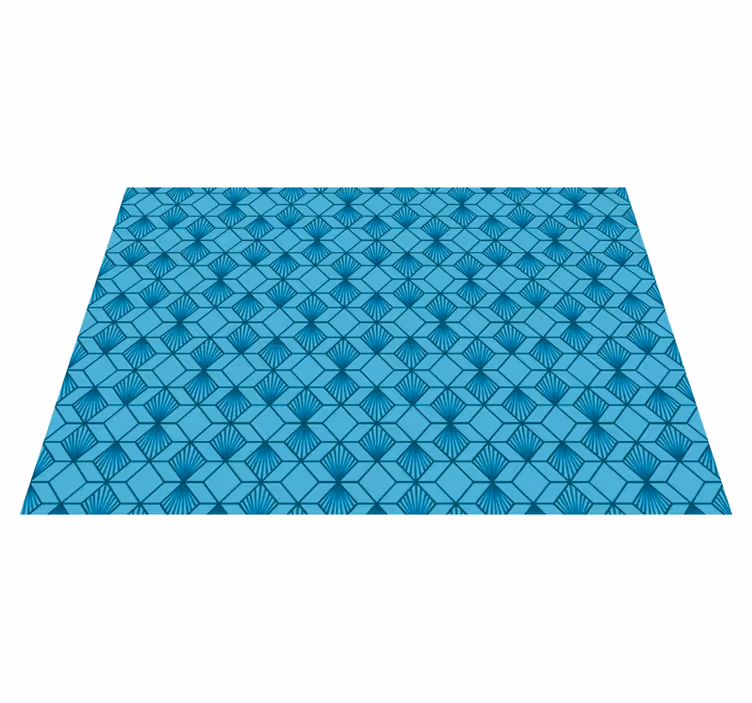 Blue cube geometric vinyl rug - TenStickers