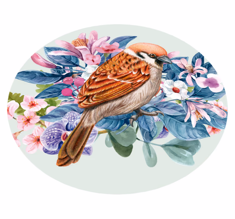 Magnificent round bird vinyl rug - TenStickers