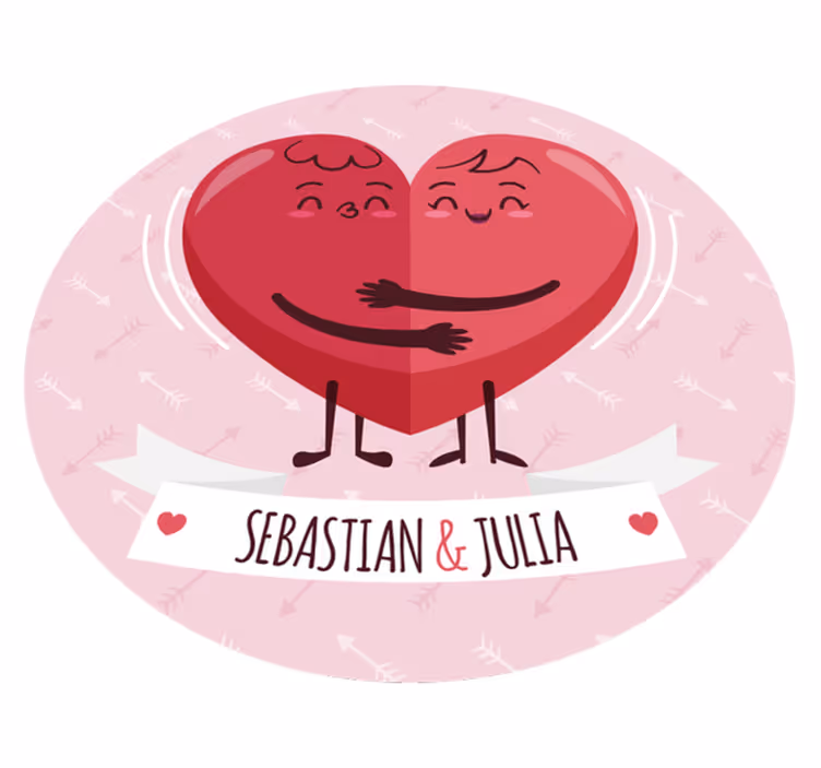 Personalized Heart Illustration custom floor mat - TenStickers