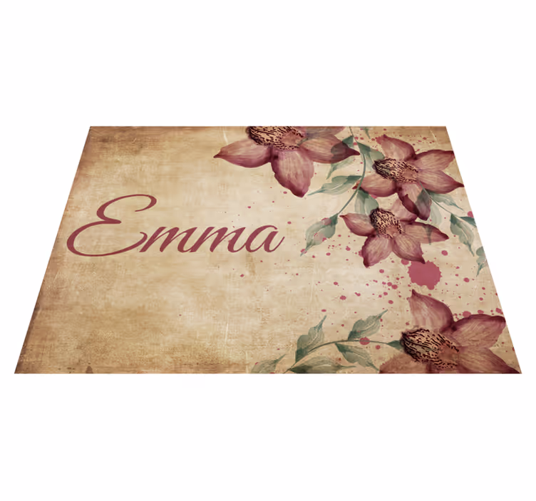 vintage florid orchid vinyl rug with name - TenStickers