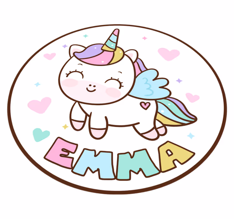 Fabulous unicorn girl vinyl rug with name - TenStickers