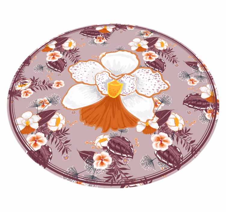 Floral Patterned Circle flower rug - TenStickers