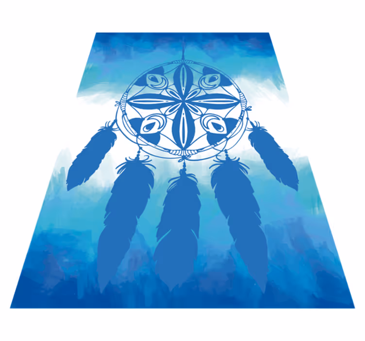 Dreamcatcher Feather blue rug - TenStickers