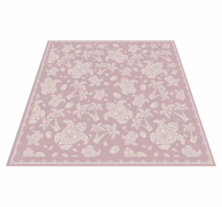 Hawaian Turtle and palm Pattern vinyl rug - TenStickers