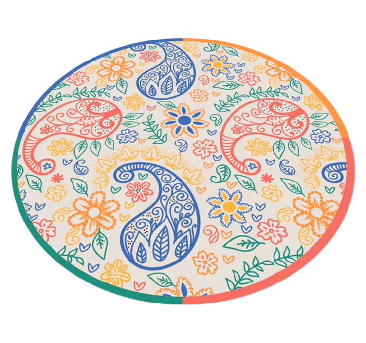 Botanical Paisley Elements floral rug - TenStickers