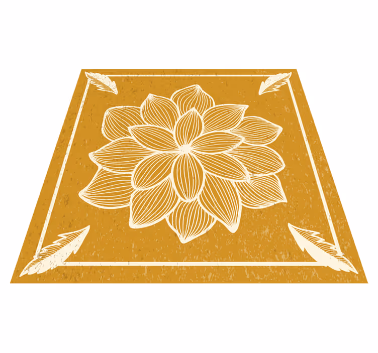 Floral rug with golden blossom design - TenStickers
