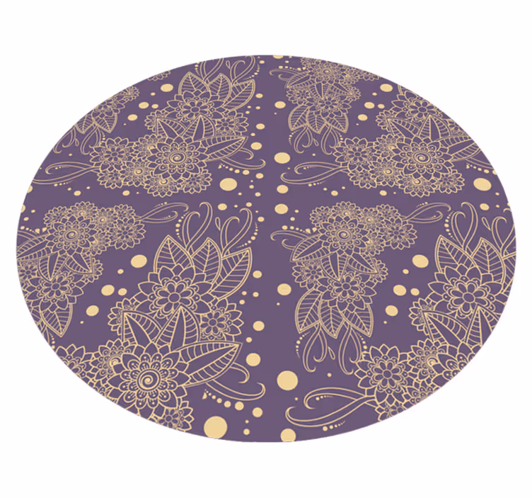 Floral paisley corner vinyl living room rug - TenStickers