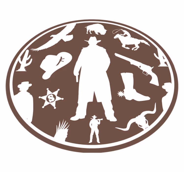 Cowboy and horses pattern kids vinyl rug - TenStickers