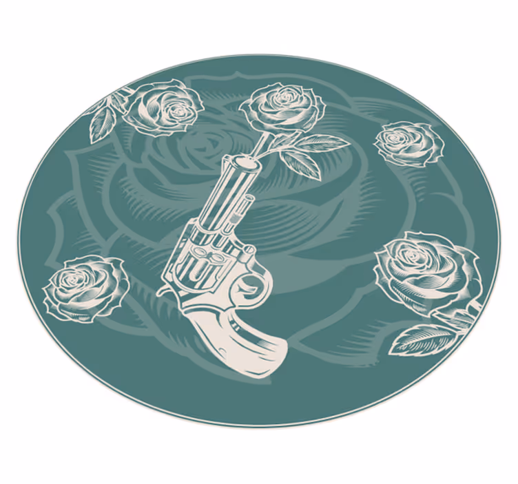 Cowboy revolver and rose vinyl bedroom rug - TenStickers