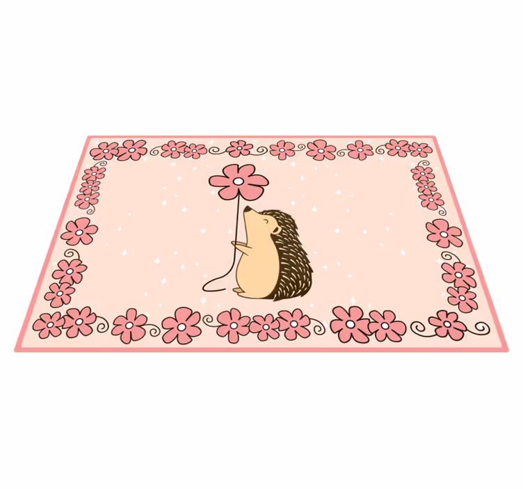 Hedgehog Floral nursery rug - TenStickers