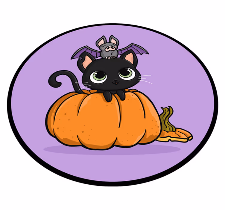 Halloween rugs featuring spooky bat cats - TenStickers