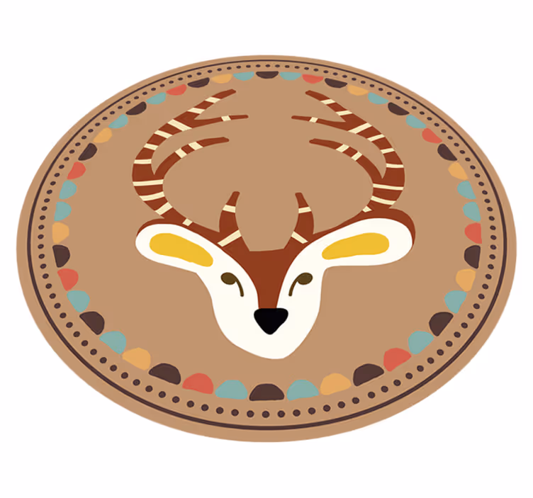 Circular Deer Motif kids rug - TenStickers