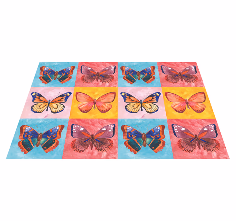 Colorful Butterfly Array floral rug - TenStickers